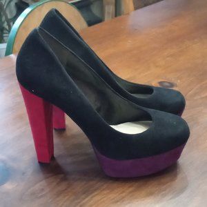 Guess Suede Color-block Platform Heels